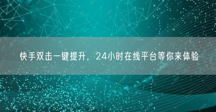 快手双击一键提升，24小时在线平台等你来体验